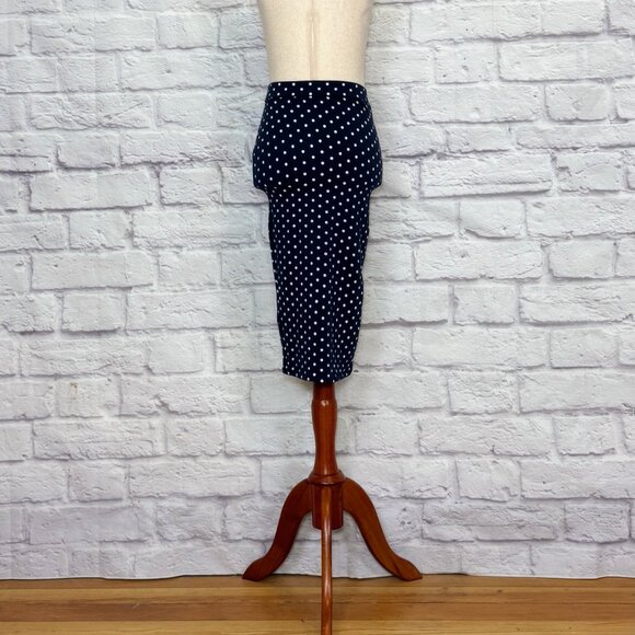 Iris Navy Blue Polka Dot Pencil Skirt - Picture 2 of 9